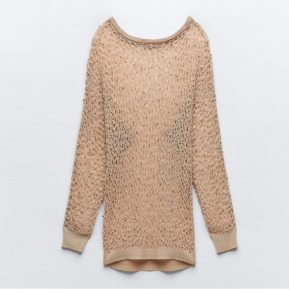 ZARA POMPOM KNIT TOP - Picture 5 of 9